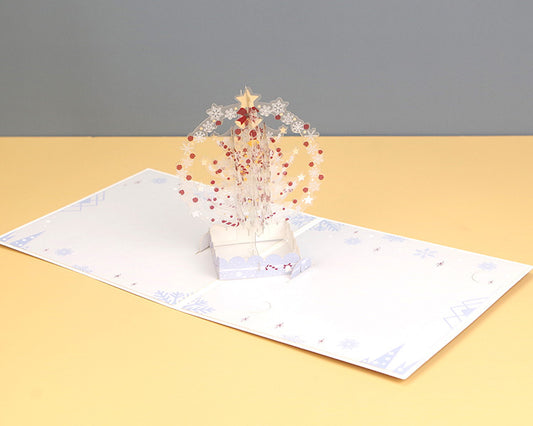 Pink Crystal Ball Christmas Tree Pop Up Card