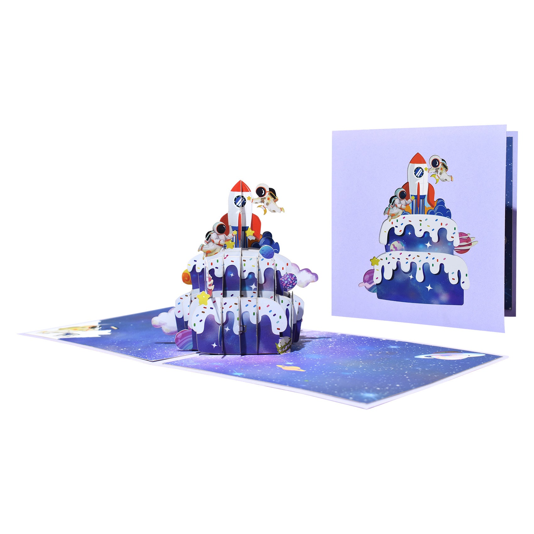 Birthday Cake with Astronaut Pop Up Card - Greeting Card