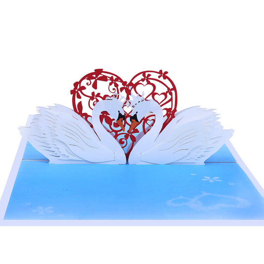 Romantic Pop Up Card | Swan Couple | 3D Card