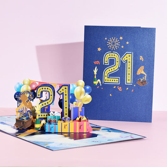 Birthday Pop Up Card | Round Age Birthday | 3D Card | 21st | 30th | 40th | 50th | 60th | 70th | 80th