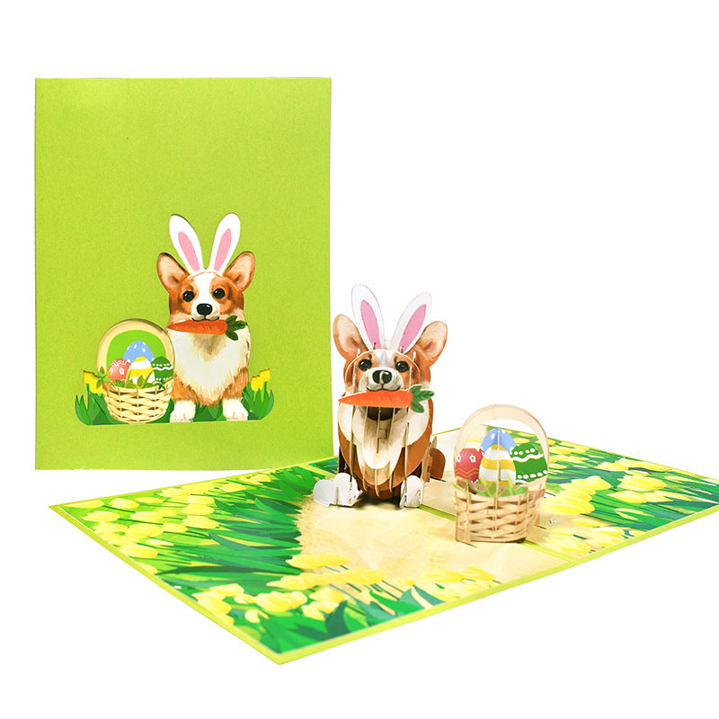 Colourful Easter Pop Up Card | 3D Card | Corgi