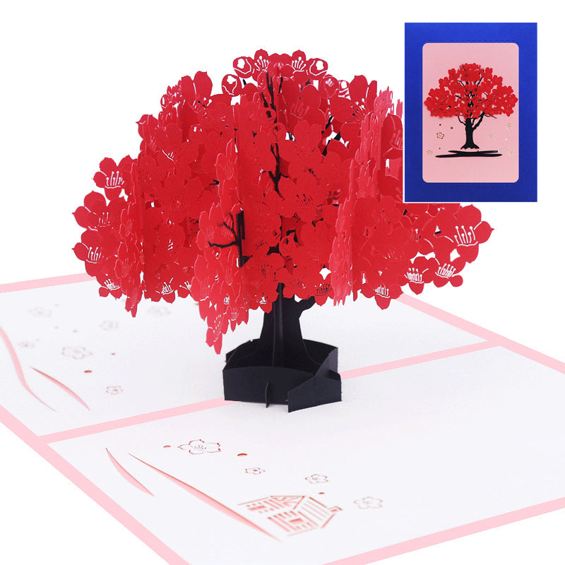 Pink, Red or Orange Tree Garden Pop Up Card