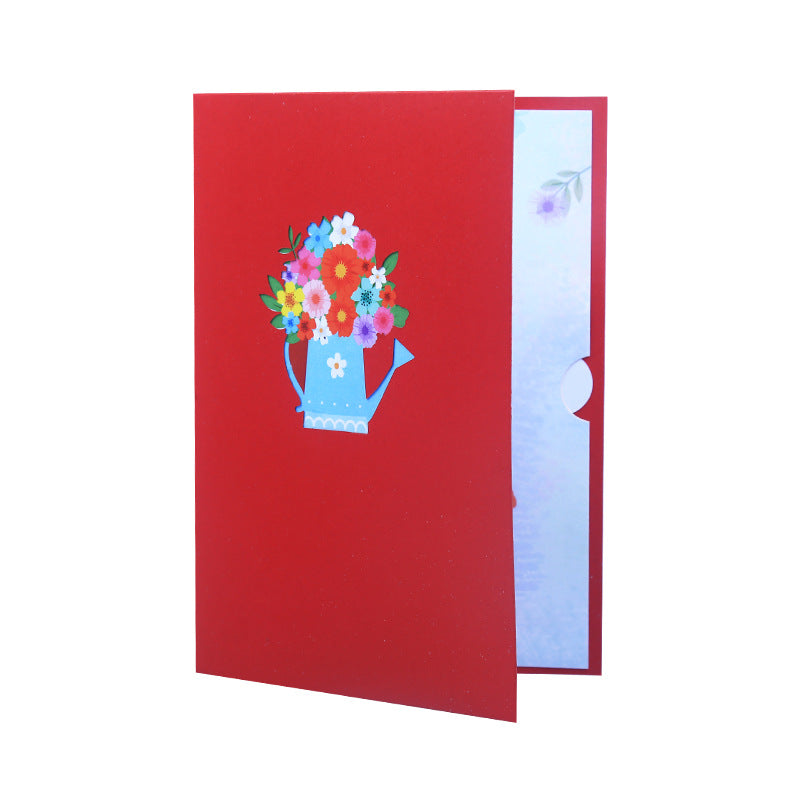 Flowers in Watering Can Pop Up Card