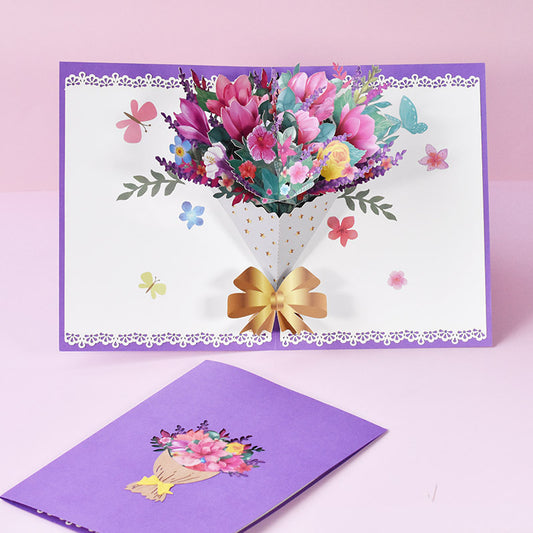 Mixed Flowers Bouquet Pop Up Card | 3D Card | Greeting Card | Birthday | Wedding | Leaving Do | Mothers Day | Gift