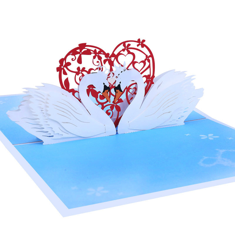 Romantic Pop Up Card | Swan Couple | 3D Card