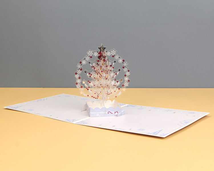 Pink Crystal Ball Christmas Tree Pop Up Card