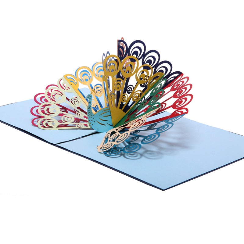 Colourful Peacock Pop Up Card - Q&T 3D Cards and Envelopes