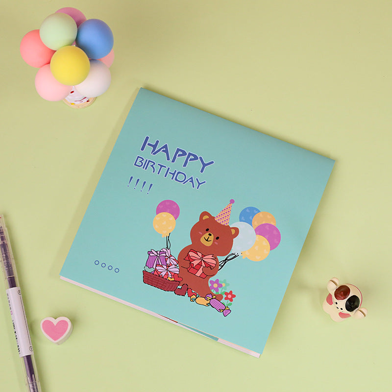 Teddy On a Cake | Teddy and Balloons | Pop Up Card | 2 Styles