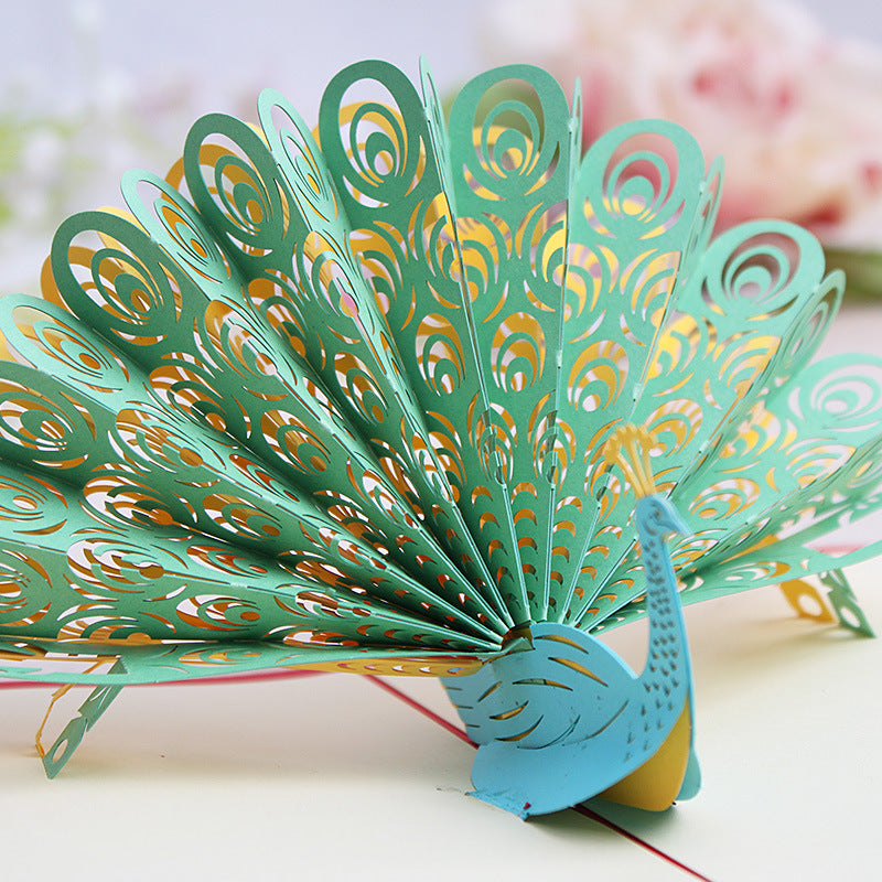 White or Colourful Peacock Pop Up Card | Birthday | Greeting Card | 3D Card