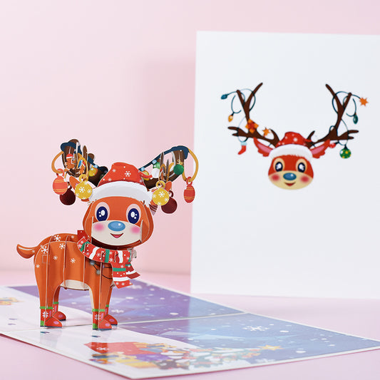 Funny Christmas Card - Little Reindeer Pop Up Card