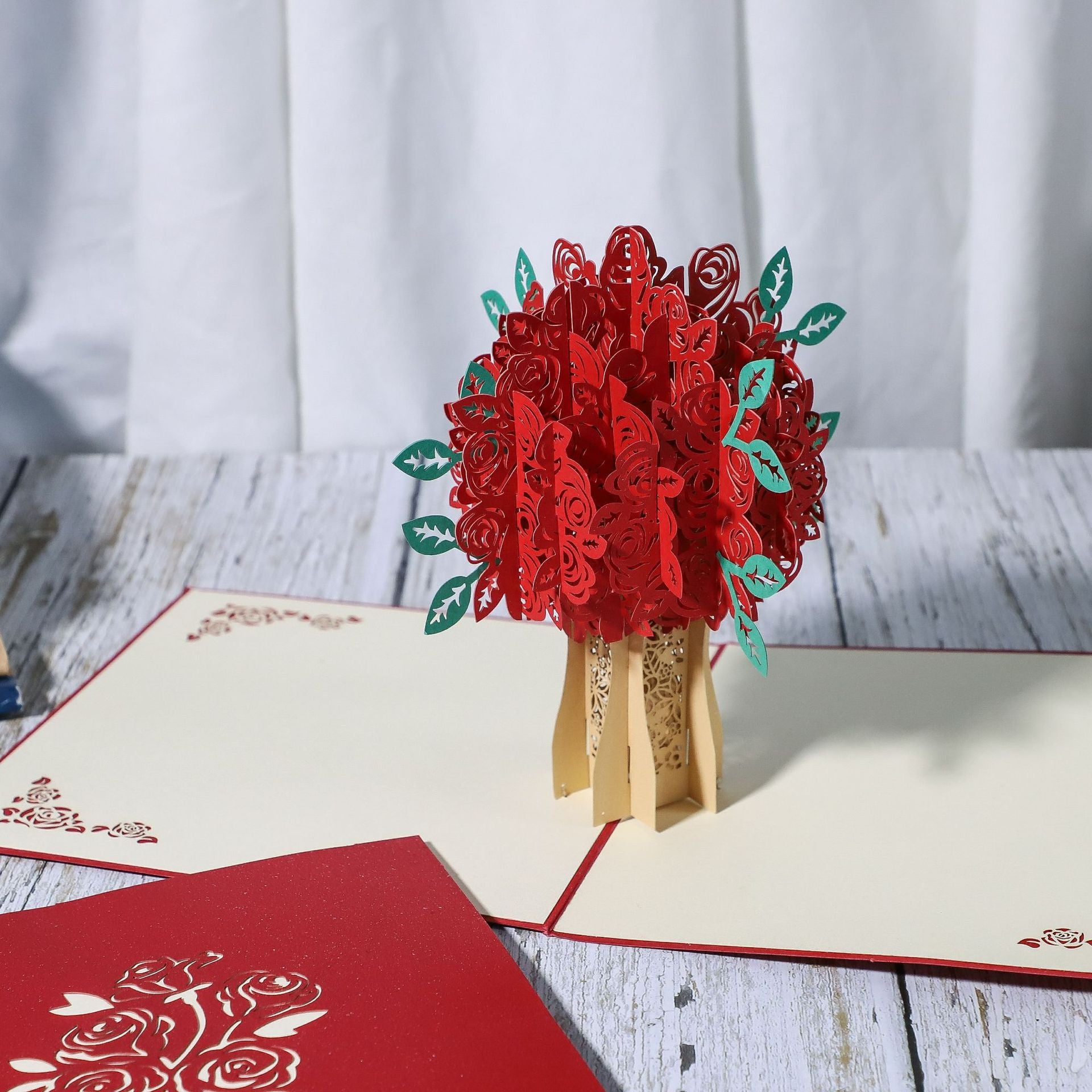 Red Roses Bouquet Pop Up Card