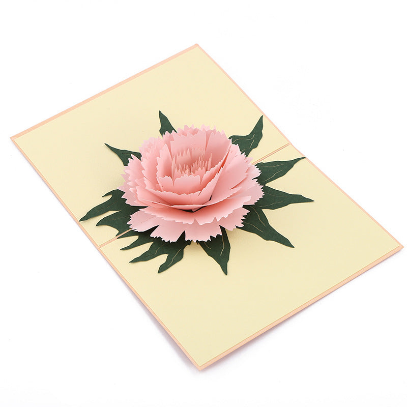 Pink Carnation Flowers Pop Up Card | Birthday Card