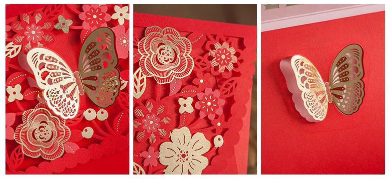 Red Money Envelope - Floral Theme - Q&T 3D Cards and Envelopes