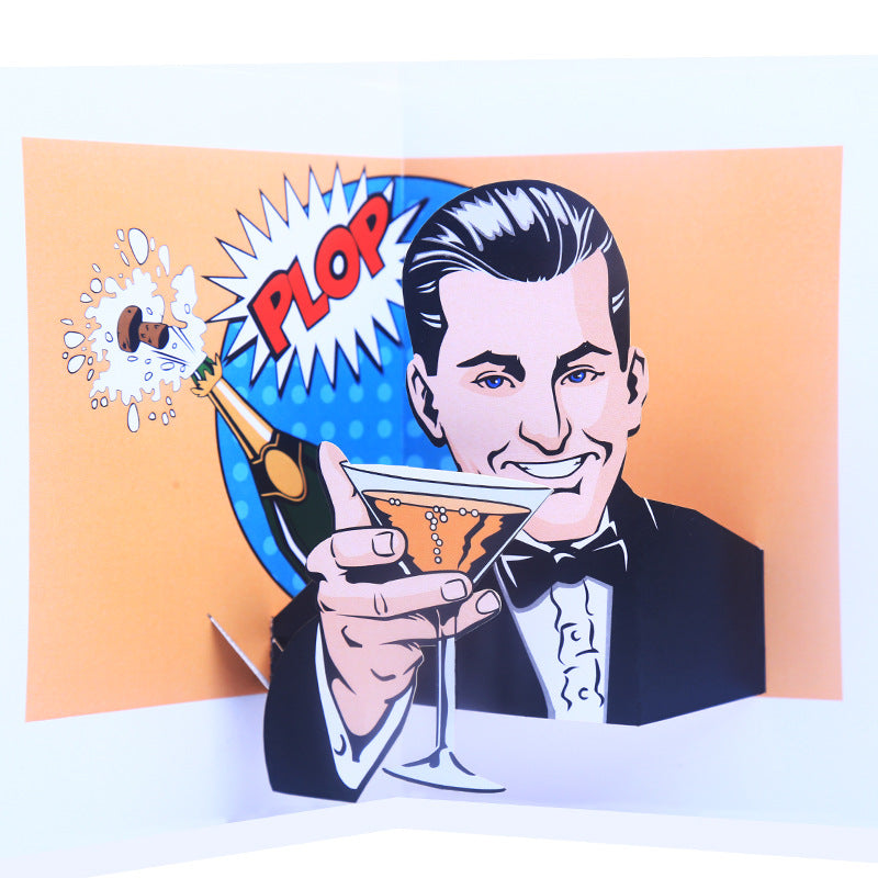 Birthday Pop Up Card | 3D Card | Greeting Card | Champagne | Cheers!