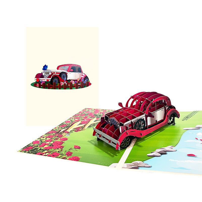 Classic Car Pop Up Card | Car Card | Vintage Auto | Anniversary | Birtdhay | Greeting Card | 3D Card | Aotomotive