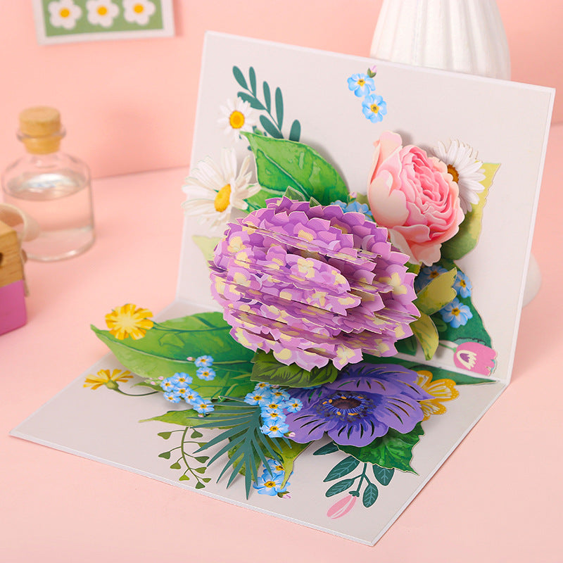 Purple Flower Pop Up Card | 3D Card | Birthday Gift | Wedding | Valentines Day | Mothers Day Card