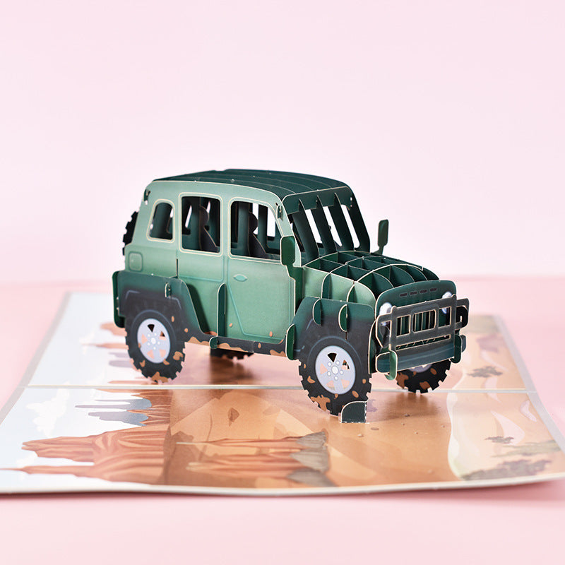 Offroad Truck Pop Up Card | 3D Card | Greeting Card | Travel | SUV | Trip | Safari | Adventure | Gift | Retirement Card