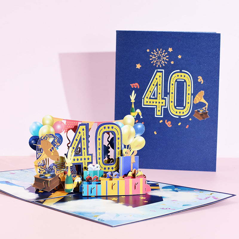 Birthday Pop Up Card | Round Age Birthday | 3D Card | 21st | 30th | 40th | 50th | 60th | 70th | 80th