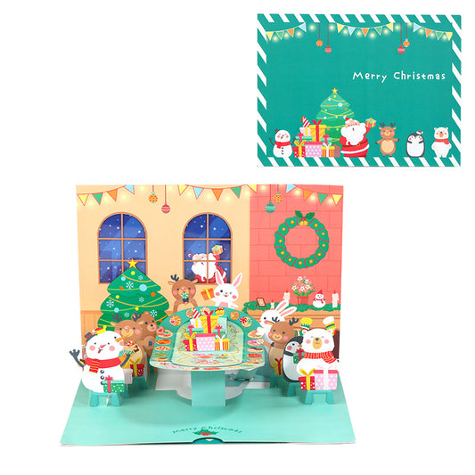 Christmas Pop Up Card | Christmas Party | 3D Card | Xmas | Animals | Supper | Children | Gift | Greeting Card