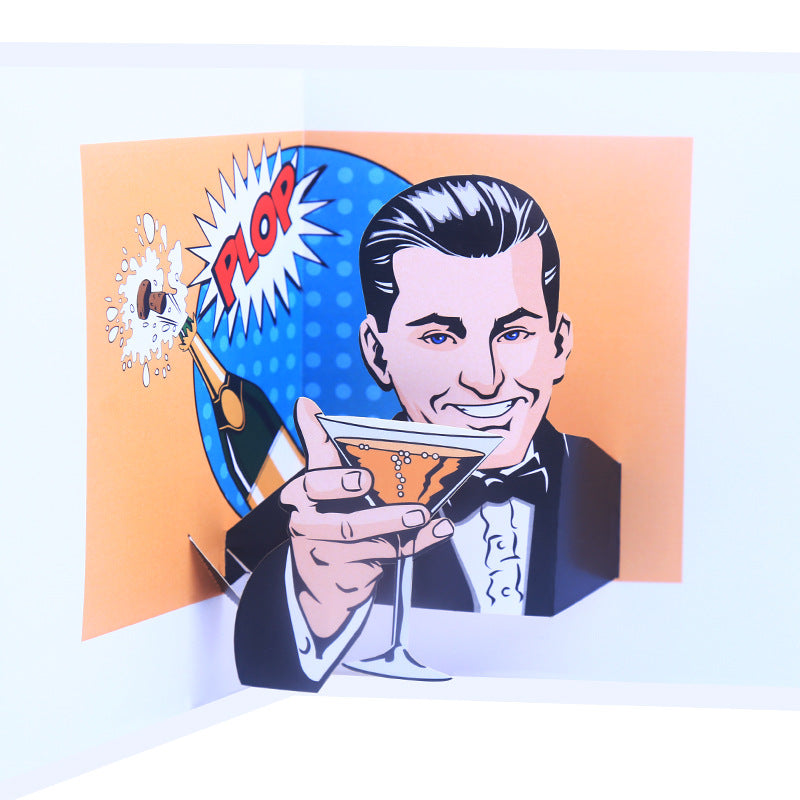 Birthday Pop Up Card | 3D Card | Greeting Card | Champagne | Cheers!