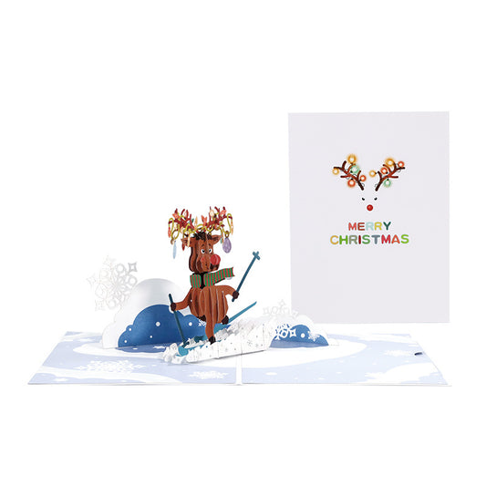 Funny Christmas Card - Skiing Reindeer