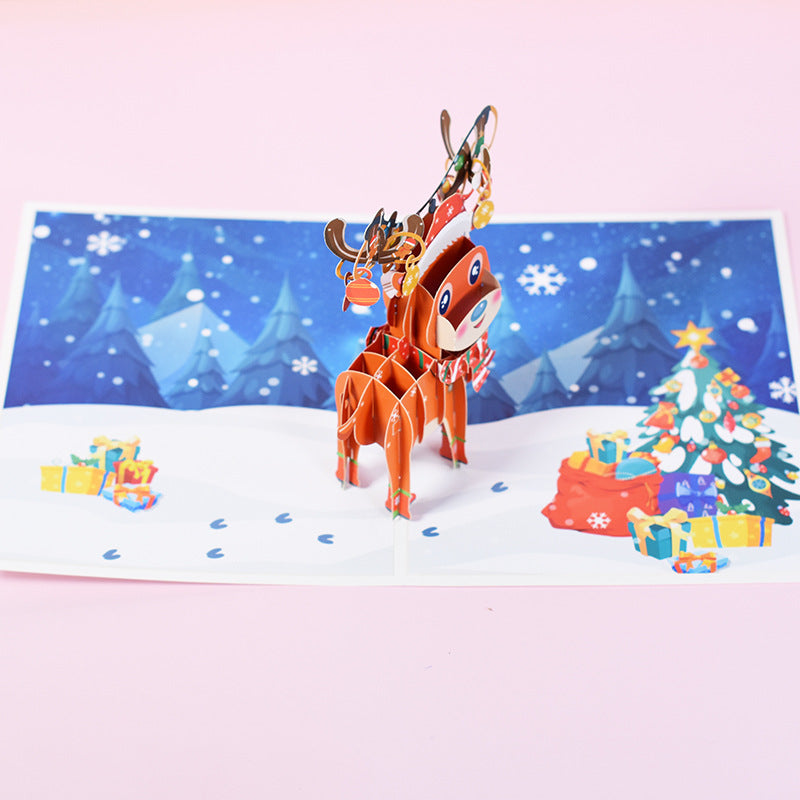 Funny Christmas Card - Little Reindeer Pop Up Card