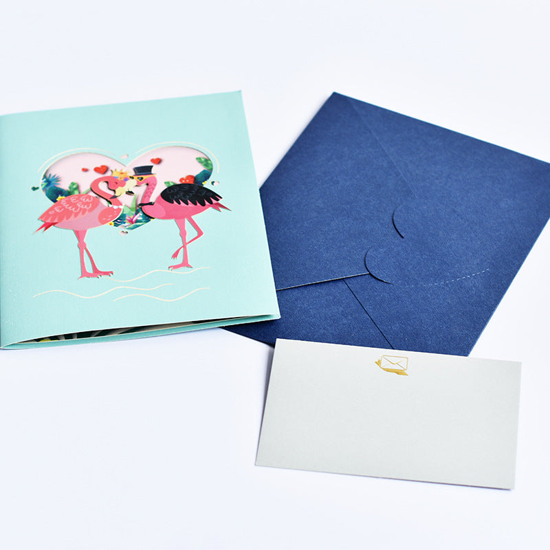 Wedding Pop Up Card | 3D Card with Flamingos