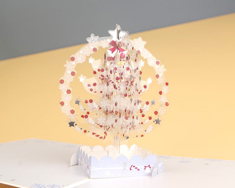 Pink Crystal Ball Christmas Tree Pop Up Card