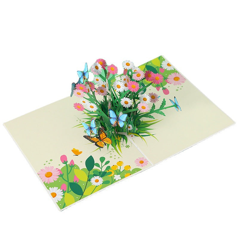 Daisy Flower and Butterflies Pop Up Card | 3D Card | Birthday Gift | Wedding | Valentines Day | Mothers Day Car