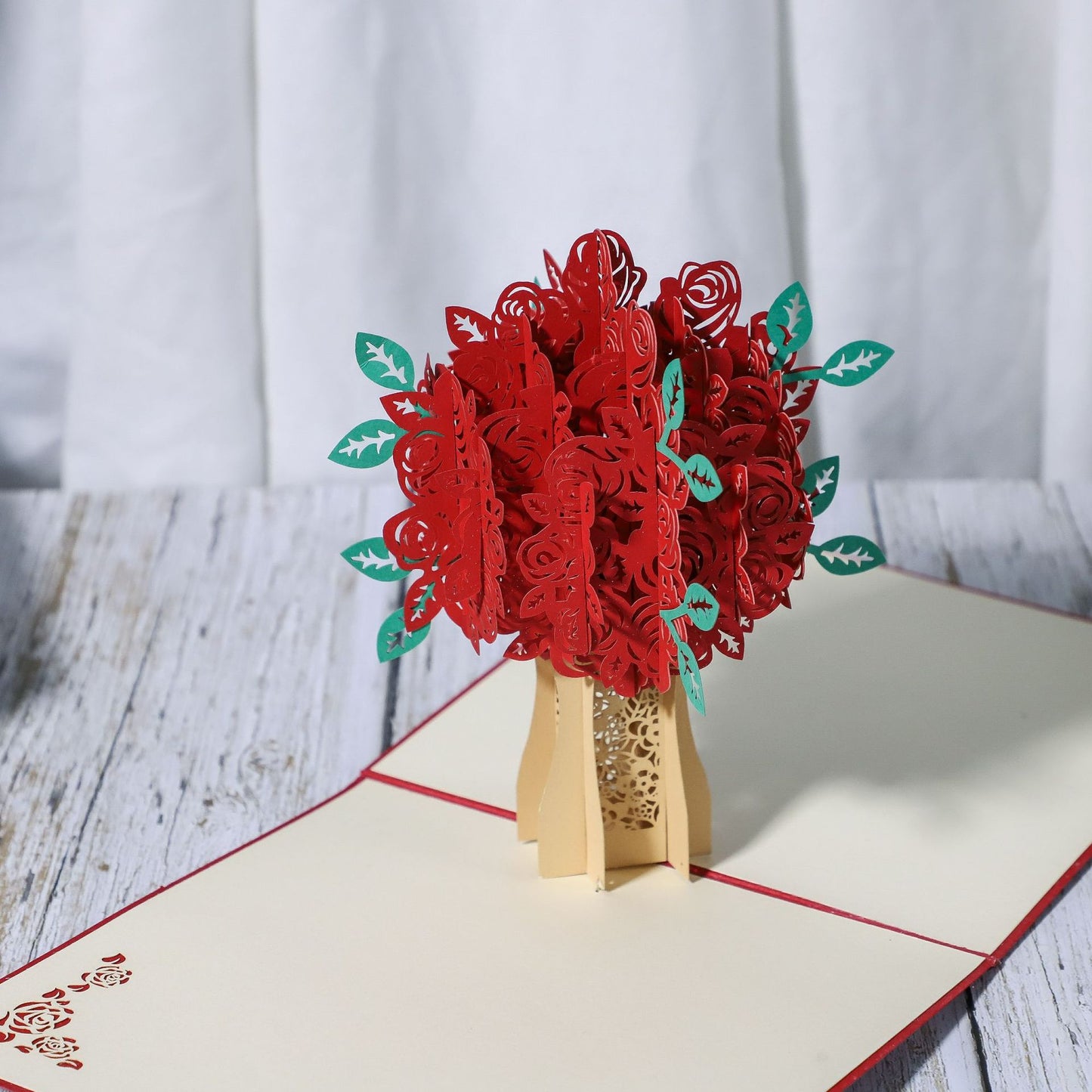 Red Roses Bouquet Pop Up Card