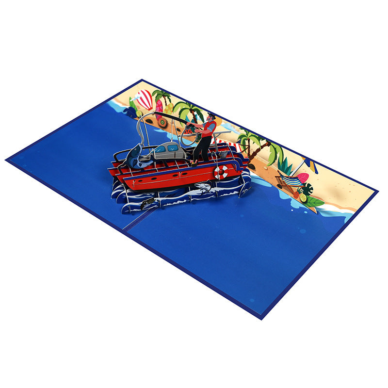 Go Fishing Pop Up Card | 3D Card | Boat | Hobby | Gift | Greeting Card | Birthday