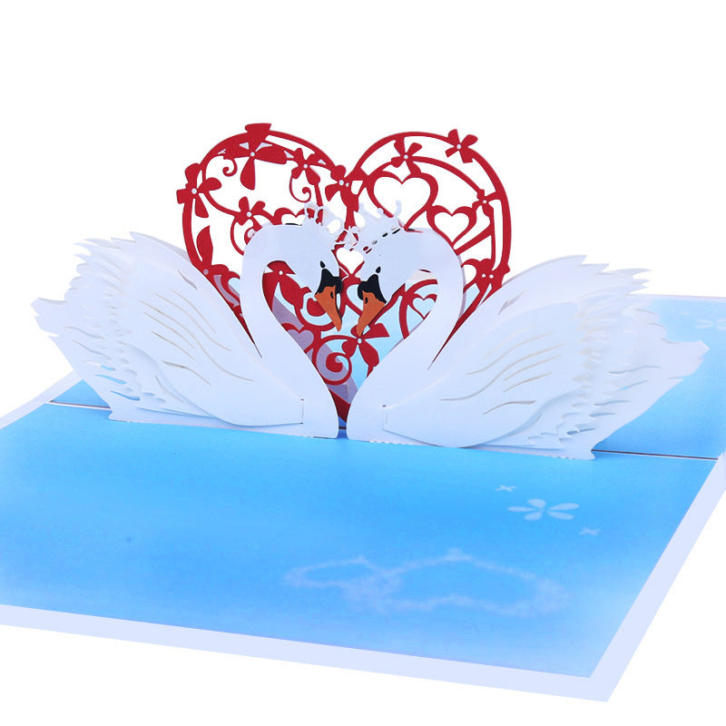 Romantic Pop Up Card | Swan Couple | 3D Card