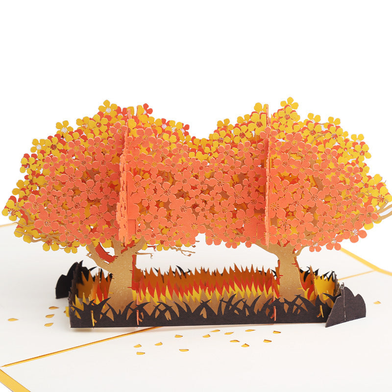 Pink, Red or Orange Tree Garden Pop Up Card