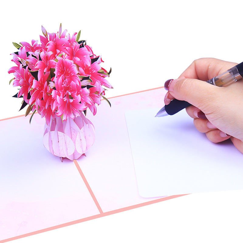 Pink Lilies Pop Up Card