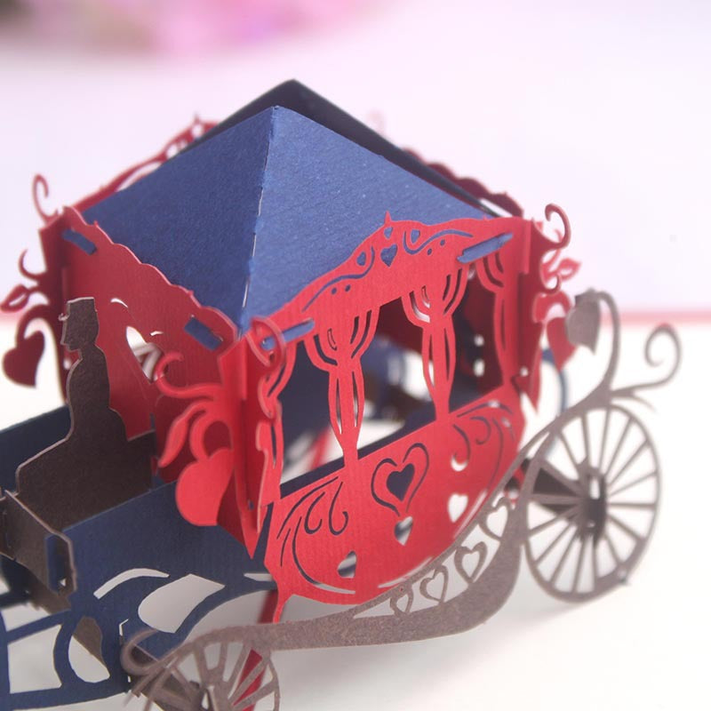 Romantic Horse Drawn Carriage Pop Up Card | Valentines Day | Wedding Gift | 3D Card | Greeting Card