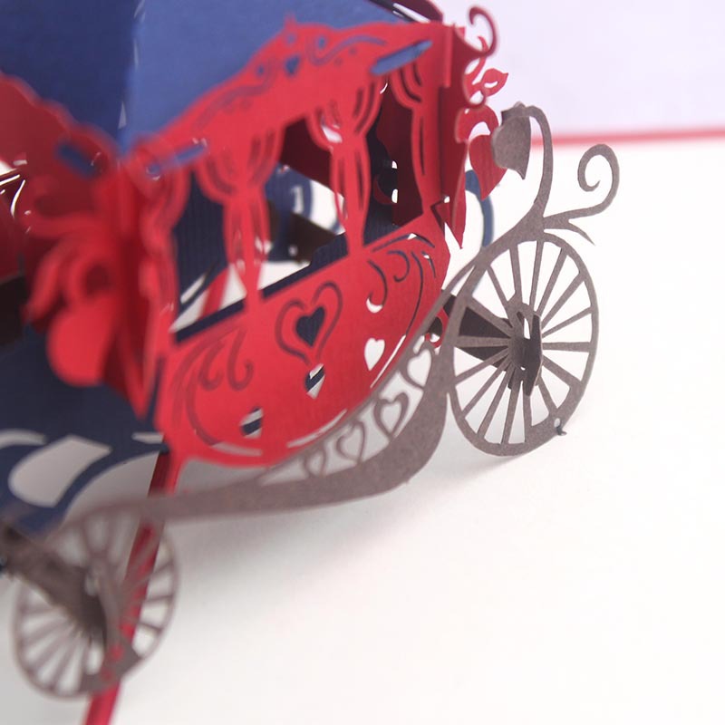 Romantic Horse Drawn Carriage Pop Up Card | Valentines Day | Wedding Gift | 3D Card | Greeting Card