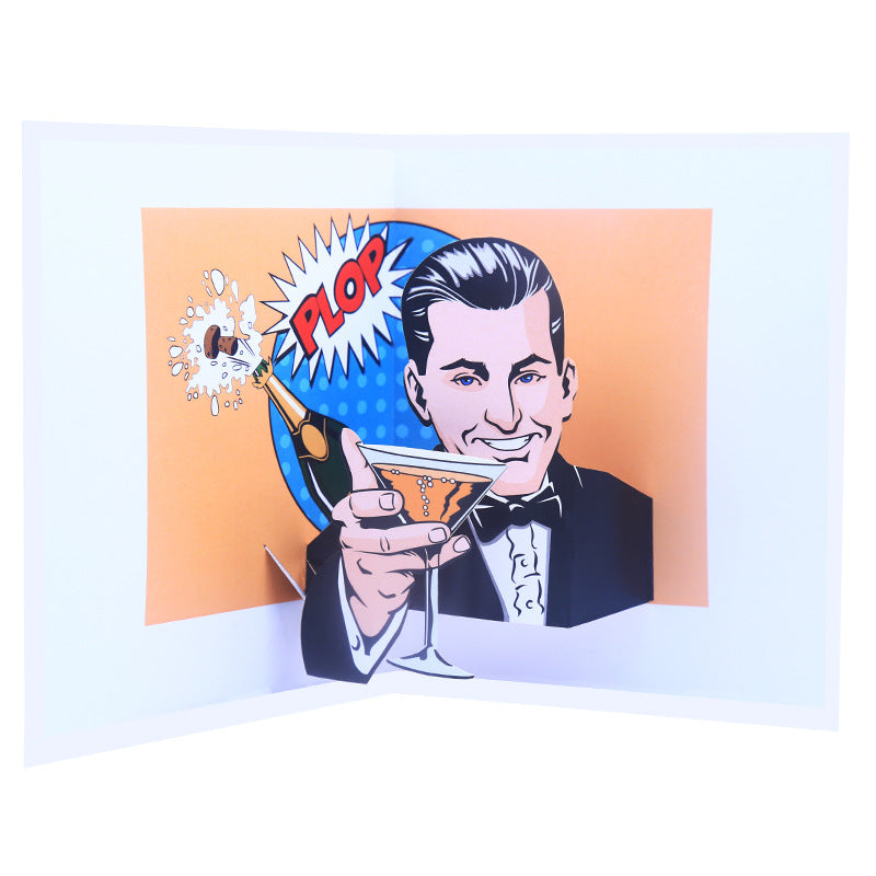 Birthday Pop Up Card | 3D Card | Greeting Card | Champagne | Cheers!