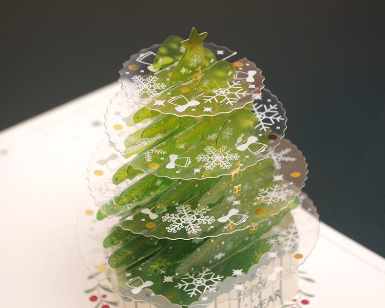 Green Crystal Christmas Tree Pop Up Card | Xmas | 3D Card | Greeting Card | PVC | Paper
