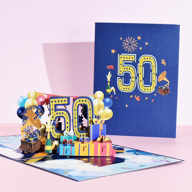 Birthday Pop Up Card | Round Age Birthday | 3D Card | 21st | 30th | 40th | 50th | 60th | 70th | 80th