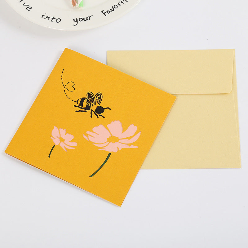 Honey Bee on Flower Pop Up Card - Q&T 3D Cards and Envelopes