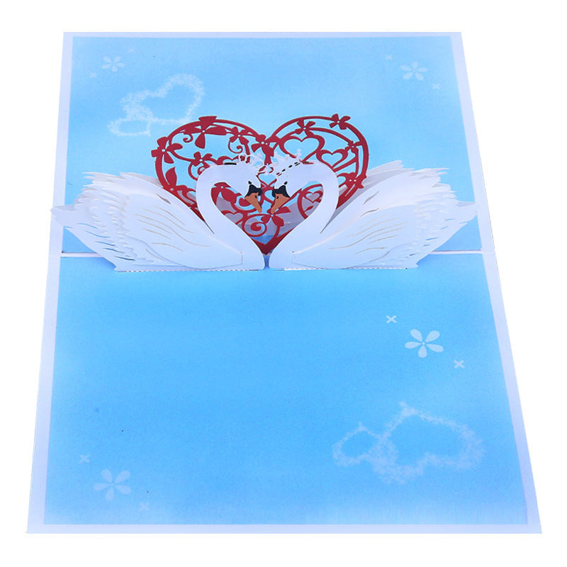 Romantic Pop Up Card | Swan Couple | 3D Card