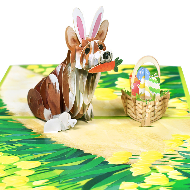 Colourful Easter Pop Up Card | 3D Card | Corgi