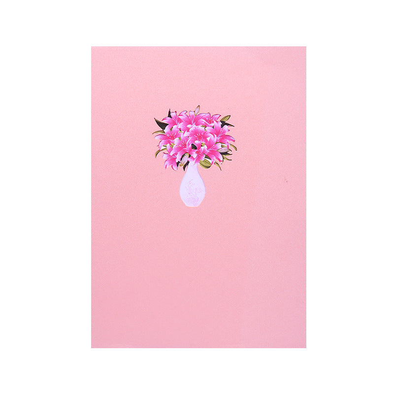 Pink Lilies Pop Up Card