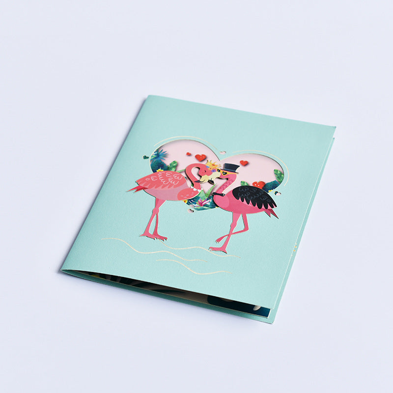 Wedding Pop Up Card | 3D Card with Flamingos