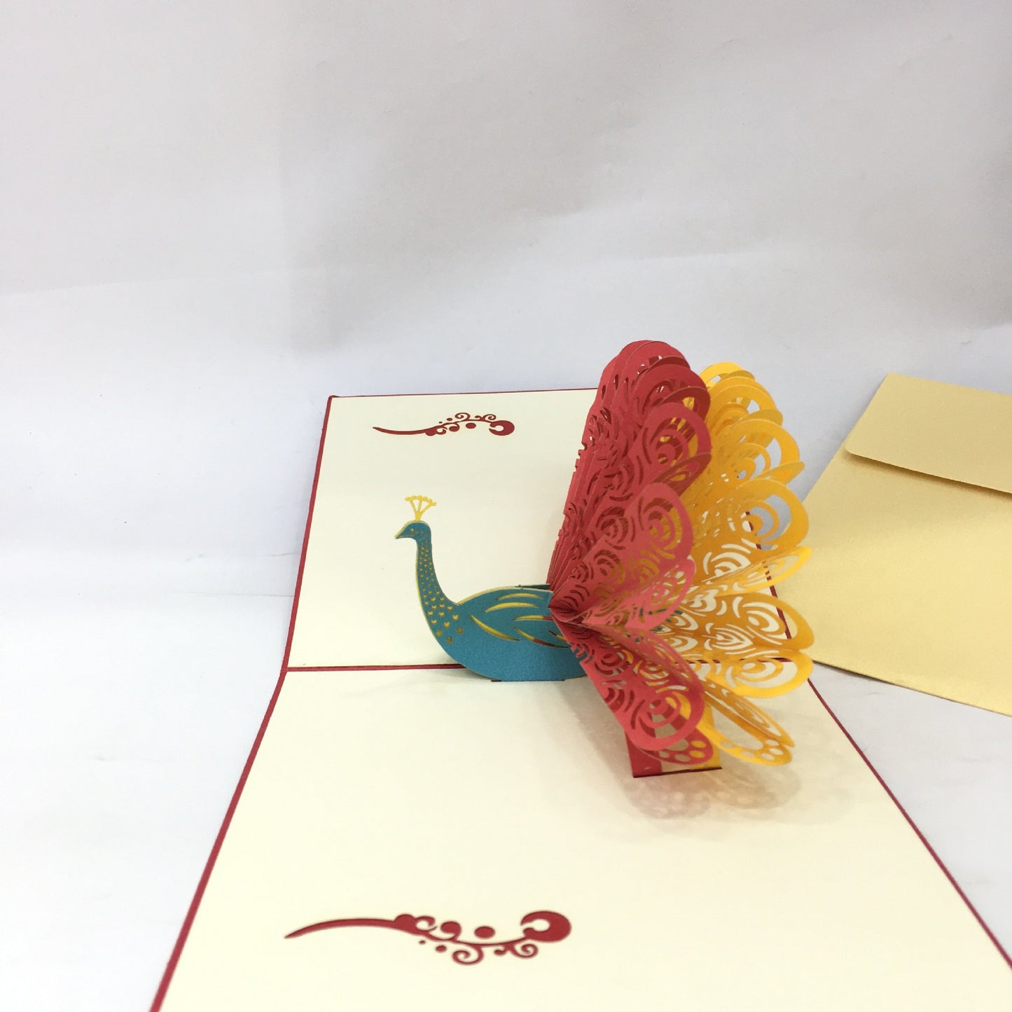 White or Colourful Peacock Pop Up Card | Birthday | Greeting Card | 3D Card