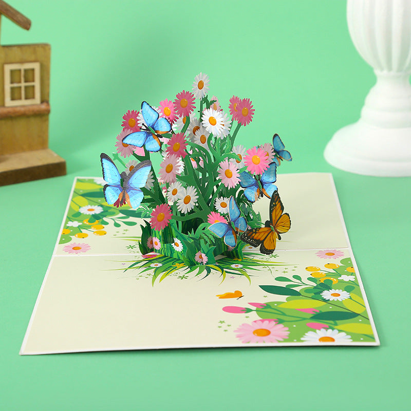 Daisy Flower and Butterflies Pop Up Card | 3D Card | Birthday Gift | Wedding | Valentines Day | Mothers Day Car