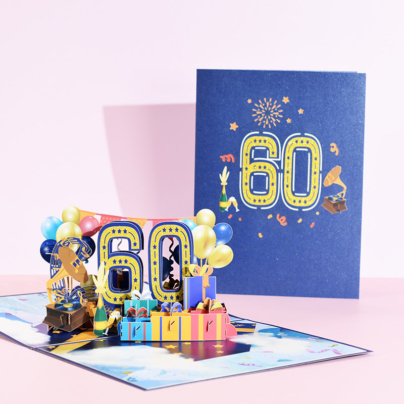 Birthday Pop Up Card | Round Age Birthday | 3D Card | 21st | 30th | 40th | 50th | 60th | 70th | 80th