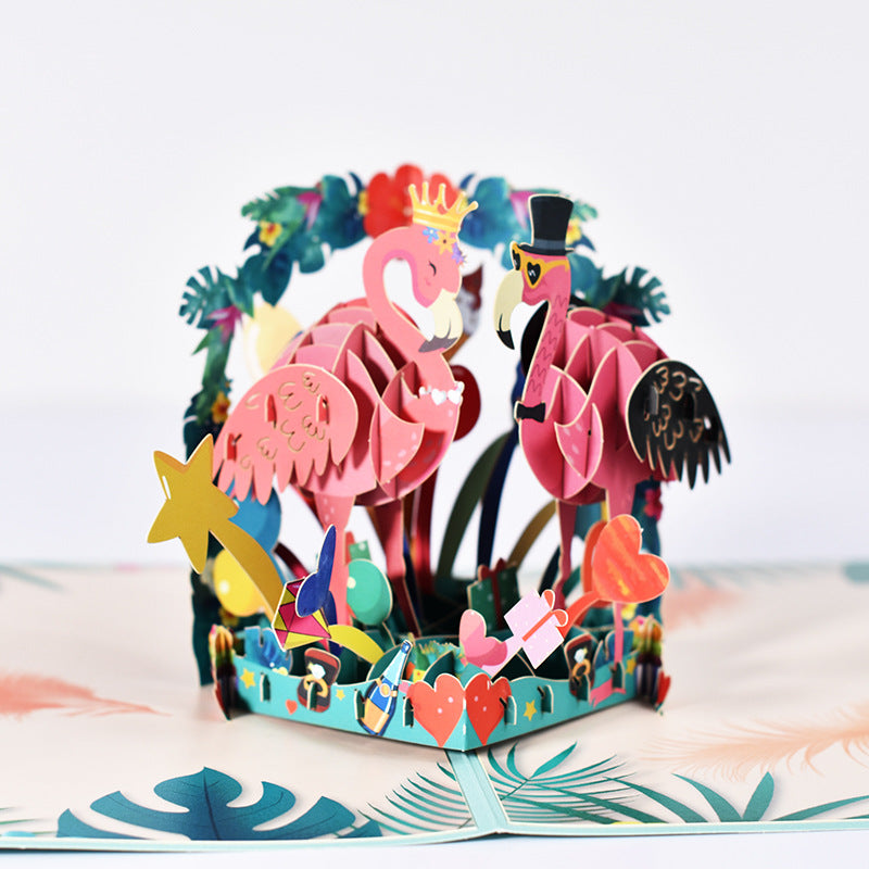 Wedding Pop Up Card | 3D Card with Flamingos