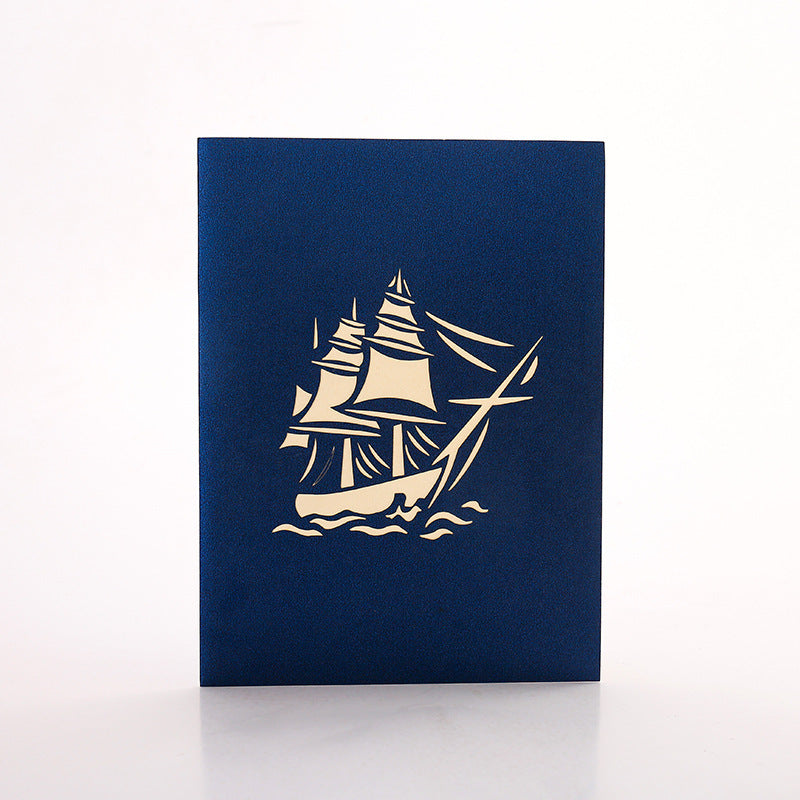 Sailing Ship Pop Up Card - 2 Styles | 3D Card | Blue or Red Ship