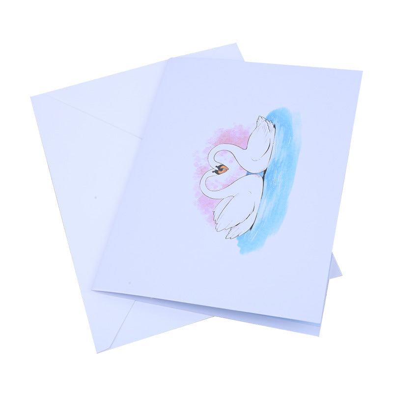 Romantic Pop Up Card | Swan Couple | 3D Card